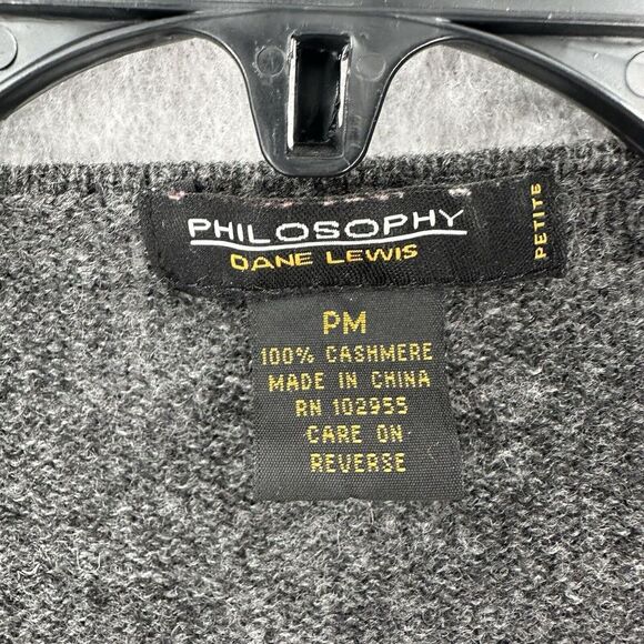 Philosophy Dane Lewis Cashmere Sweater Cardigan Sz PM Open Wrap Cozy Gray Draped - Picture 4 of 7